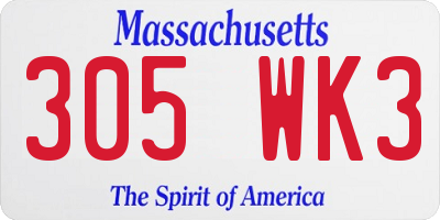 MA license plate 305WK3