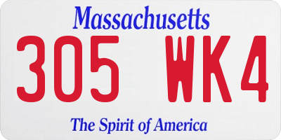 MA license plate 305WK4