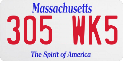 MA license plate 305WK5