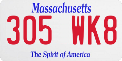 MA license plate 305WK8