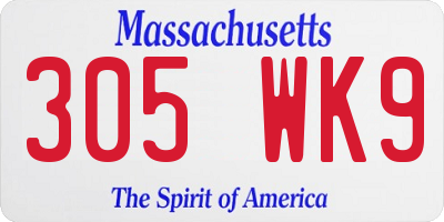 MA license plate 305WK9