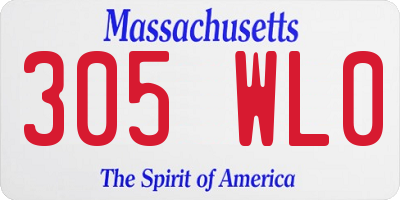 MA license plate 305WL0