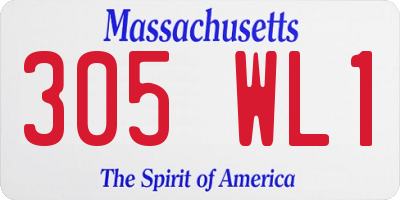 MA license plate 305WL1