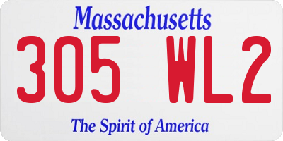 MA license plate 305WL2
