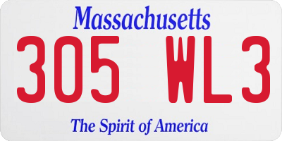 MA license plate 305WL3