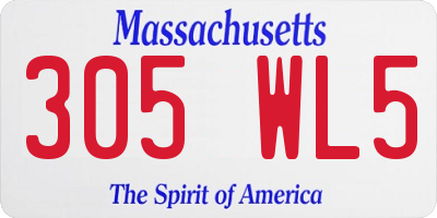 MA license plate 305WL5