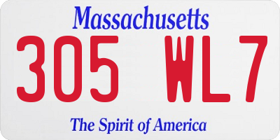 MA license plate 305WL7