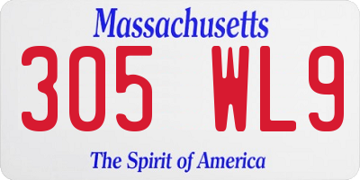 MA license plate 305WL9