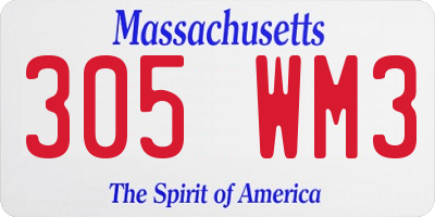 MA license plate 305WM3