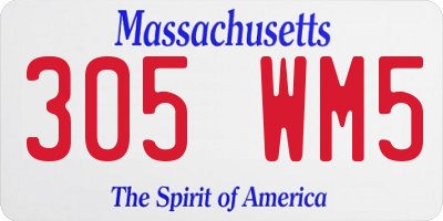 MA license plate 305WM5