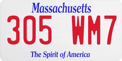 MA license plate 305WM7