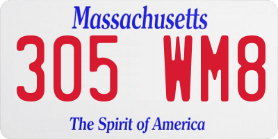 MA license plate 305WM8