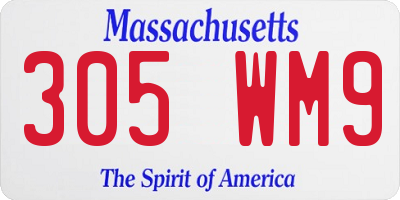 MA license plate 305WM9