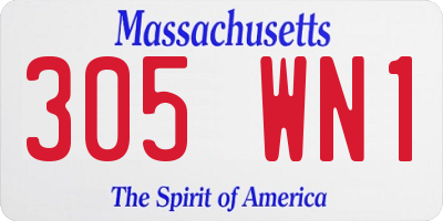 MA license plate 305WN1