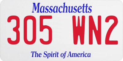MA license plate 305WN2