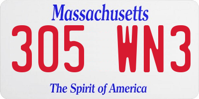 MA license plate 305WN3
