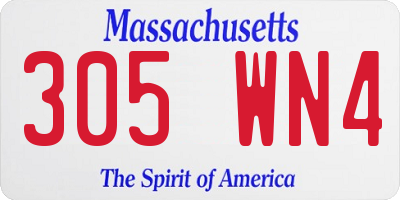 MA license plate 305WN4
