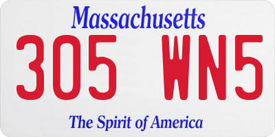 MA license plate 305WN5