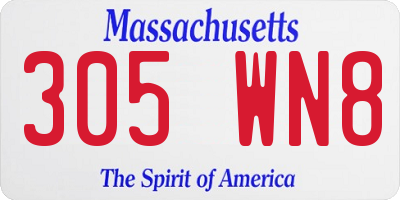 MA license plate 305WN8
