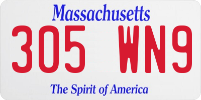 MA license plate 305WN9