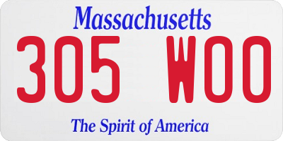 MA license plate 305WO0