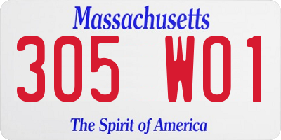 MA license plate 305WO1