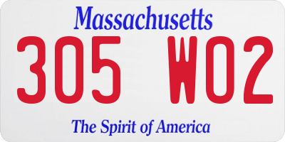 MA license plate 305WO2