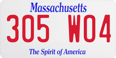 MA license plate 305WO4