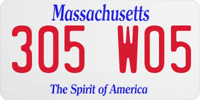 MA license plate 305WO5