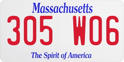 MA license plate 305WO6