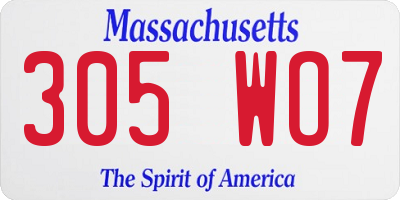 MA license plate 305WO7