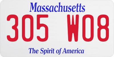 MA license plate 305WO8