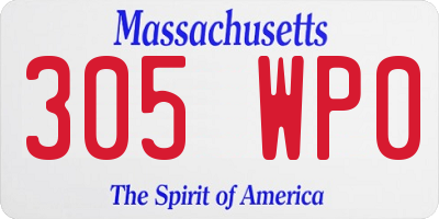 MA license plate 305WP0