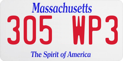 MA license plate 305WP3