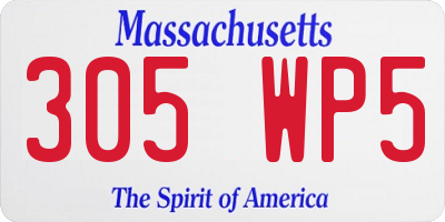 MA license plate 305WP5