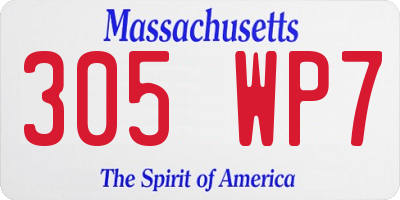MA license plate 305WP7