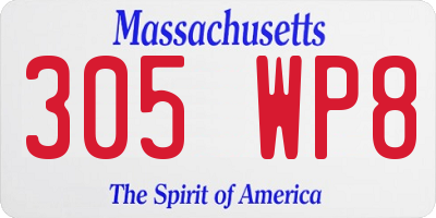 MA license plate 305WP8