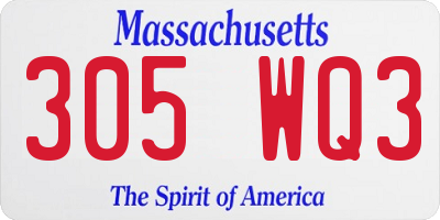 MA license plate 305WQ3
