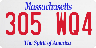 MA license plate 305WQ4