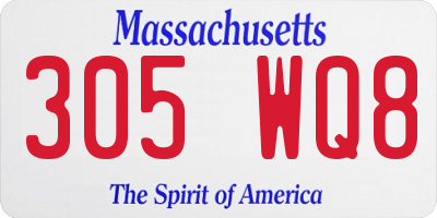 MA license plate 305WQ8