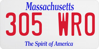 MA license plate 305WR0