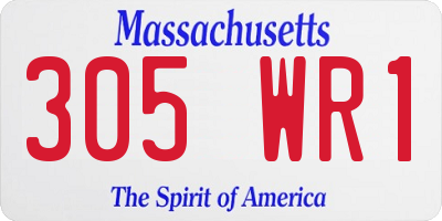 MA license plate 305WR1
