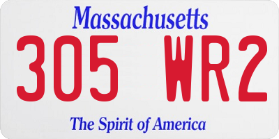 MA license plate 305WR2