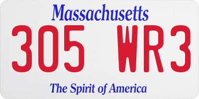 MA license plate 305WR3