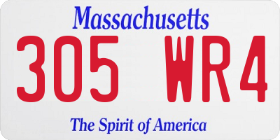MA license plate 305WR4