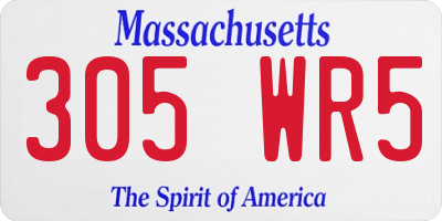 MA license plate 305WR5