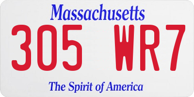 MA license plate 305WR7