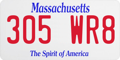 MA license plate 305WR8