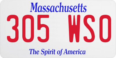 MA license plate 305WS0