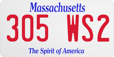 MA license plate 305WS2